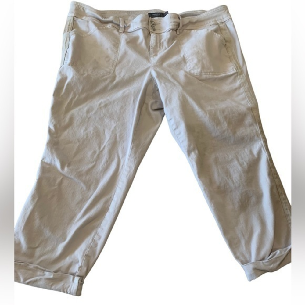 Torrid Feel The Fit Womens Cropped Pants Size 22 Beige High Rise Cotton‎ Blend